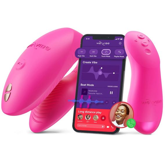 Вибратор для пар We-Vibe Chorus Pro Electric Pink с пультом и приложением, розовый Sex Aura | Зображення 1