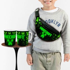 Набір: дитяча сумка-бананка+кружка Майнкрафт «Minecraft» 32х15см, бананка для хлопчика через плече на подарунок (00928)