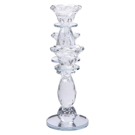 Канделябр на 3 свічки 24×9×25 см свічник настільний декоративний на ніжці прозорий HP-4-65 | Зображення 3