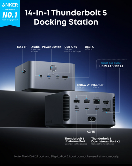 Мережевий зарядний пристрій Anker Prime Docking Station Black | Зображення 5