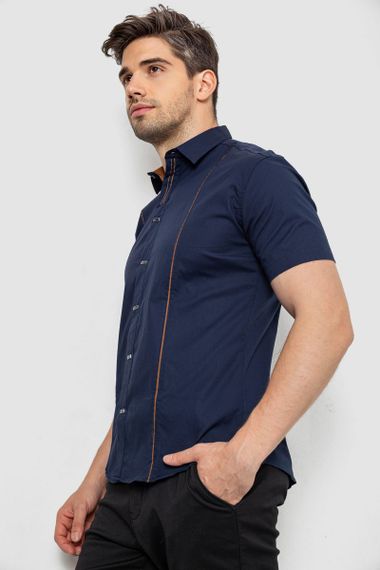 Рубашка мужская однотонная, цвет темно-синий, 214R7003-5 | Зображення 2