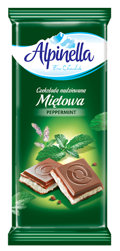 Молочний шоколад з м'ятною начинкою Alpinella Mietowa Польща, 90г