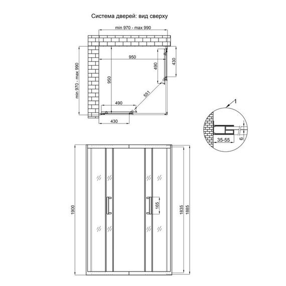 Душова кабіна Qtap Taurus CRM1011SC6 100x100 см, скло Clear 6 мм, покриття CalcLess без піддону | Зображення 2