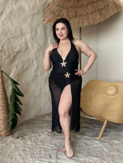 Роздільний чорний купальник PLUS SIZE з парео | Зображення 6