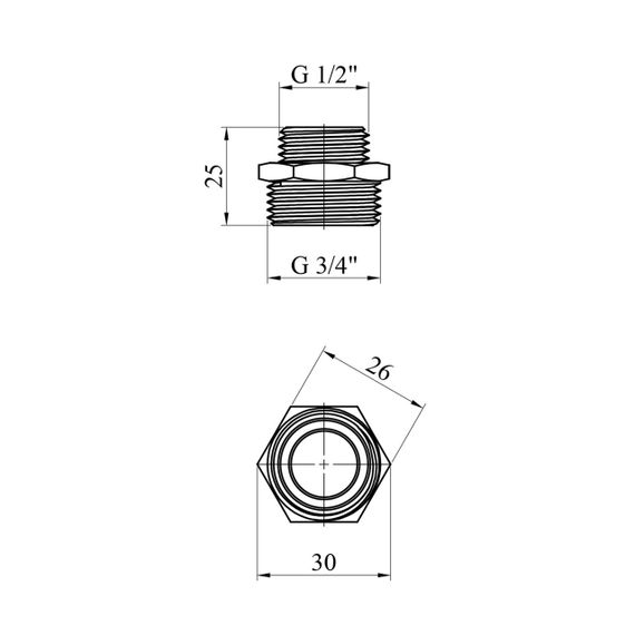 Ніпель перехідний WaGa 3/4"х1/2" ЗЗ нержавіюча сталь | Зображення 1