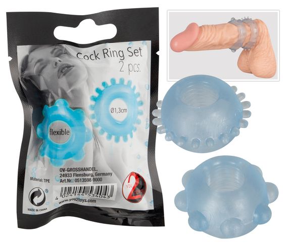 Ерекційні кільця Cock ring set 2 pcs. sexstyle | Зображення 1
