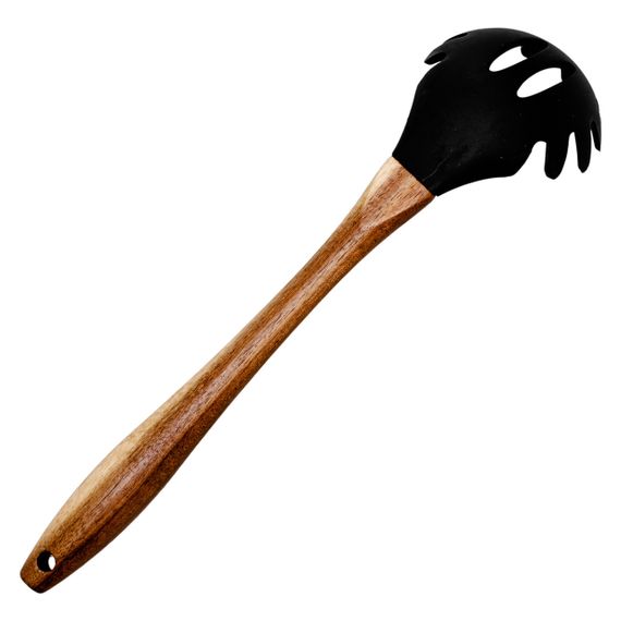 Силіконова ложка для спагетті з дерев'яною ручкою 30 (см) ложка для макаронів, пасти лопатка для спагетті HP-8-57 | Зображення 2