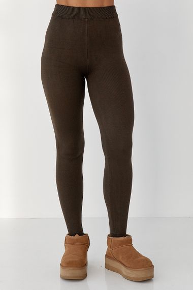 Лосини на хутрі зі штрипками - коричневий цвет, ONE SIZE (є розміри)