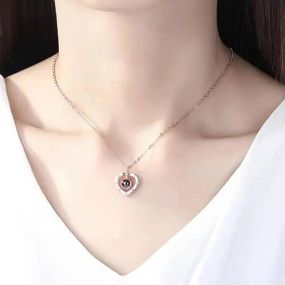 Кулон з проекцією Я тебе люблю 100 мовами світу золотий Серце Срібло