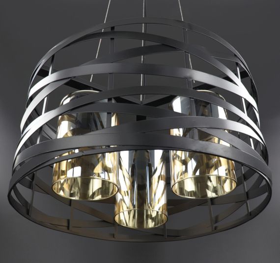 Люстра підвісна LOFT на 3 лампочки 25795 Чорний 40-90х40х40 см. | Зображення 2