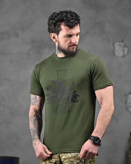 Хлопкова мілітарі футболка зсу олива ДЛ6348 | Зображення 1