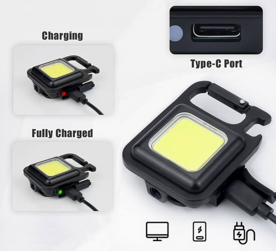 Ліхтарик брелок світлодіодний Led Cob c карабіном та магнітом | Зображення 2