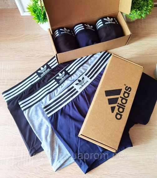 Чоловічий комплект трусів Adidas, чоловічі труси Адідас у коробці на 3-5 штук, ціна вказана звказана поштучно | Зображення 6