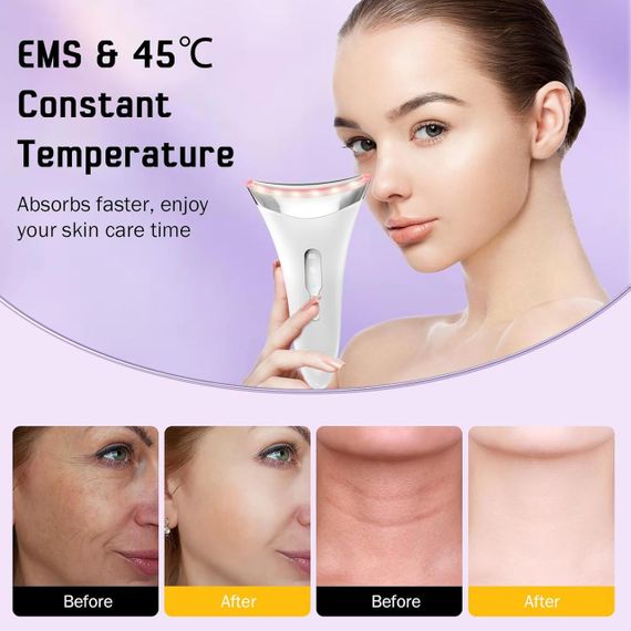 Масажер для обличчя та шиї з мікрострумами та прогрівом 45 °C, електричний ліфтинг-апарат для підтягування шкіри, антив | Зображення 2