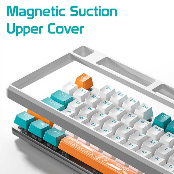 Клавіатура Aula F2088 PRO Plus 9 Orange Keys KRGD Blue USB UA White/Blue (6948391234908) | Зображення 1