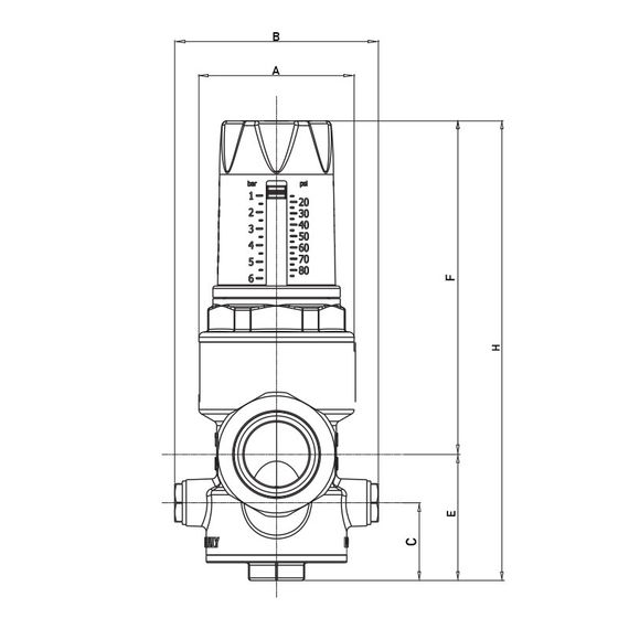 Редуктор давления Roho R1202-075 - 3/4"НН, PN25 (1-6 бар) мембранный (RO0146) | Зображення 3