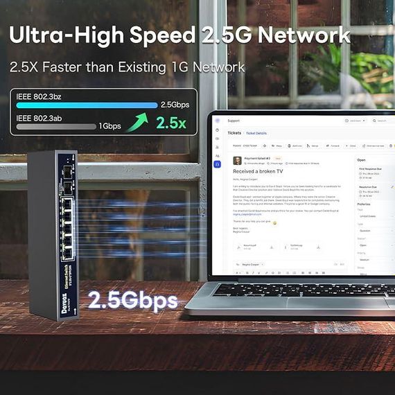 Davuaz 7-Port 2.5G Unmanaged Ethernet Switch Высокоскоростной сетевой коммутатор | Зображення 1