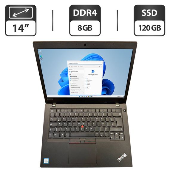 Ультрабук Lenovo ThinkPad L480 / 14" (1366x768) TN / Intel Core i3-8130U (2 (4) ядра по 2.2 - 3.4 GHz) / 8 GB DDR4 / 120 GB SSD / Intel UHD Graphics 620 / WebCam / Windows 11 б/у