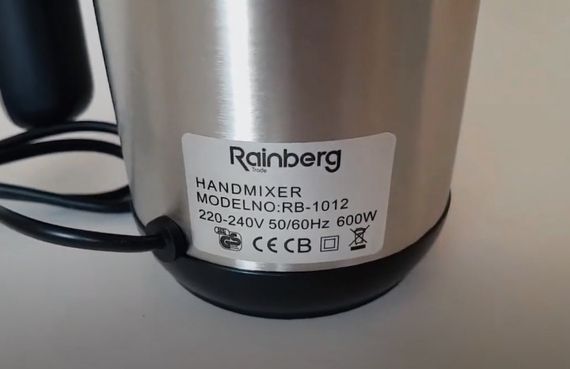 Миксер ручной 5 скоростей 600 Вт Rainberg RB-1012 | Зображення 6