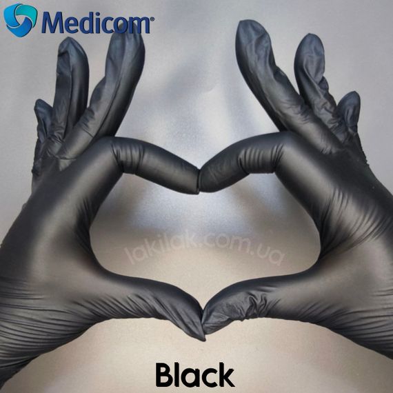 Перчатки нитриловые Medicom размер M Black 5.0гр (черные) 1 пара