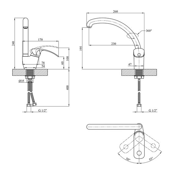 Змішувач для кухні Kroner KRM Konstante - C032 (CV023587) | Зображення 1