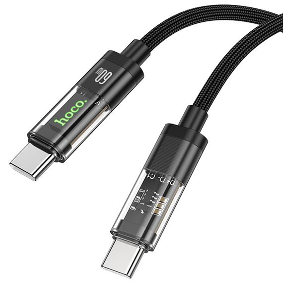 Дата кабель Hoco U116 Transparent Discovery Edition 60W Type-C to Type-C (1.2m) Black | Зображення 2