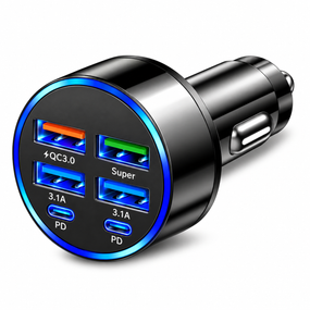 Автомобильное зарядное устройство 6-в-1 PowerHub 100Вт (4USB + 2PD)
