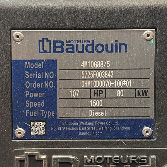 Дизельный генератор OYAL OYB-85 BAUDOUIN 4M10G70-5 88KVA/70 кВт, генератор переменного тока OYL225FS, расход 75% нагрузки — 13,5 | Зображення 3