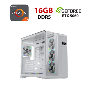 Ігровий ПК Ice RT7 White Tower / AMD Ryzen 5 8400F (6 (12) ядер по 4,2 - 4,7 ГГц) / 16 ГБ DDR5 / 480 ГБ SSD / nVidia GeForce RTX 5060, 8 ГБ GDDR7, 128-біт