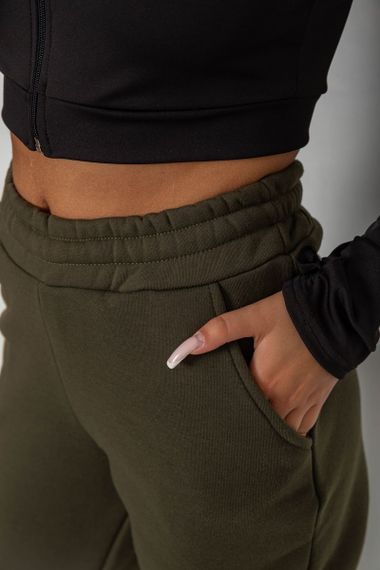Спортивные штаны женские на флисе, цвет хаки, 238R57013 | Зображення 4