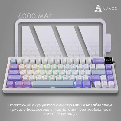 Клавиатура Ajazz AK650 Flying Fish Switch Purple RGB USB/Wireless/Bluetooth UA Purple (AK650-FF-PWB) | Зображення 6