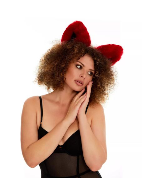 Хутряні вушка кішки двокольорові: Темно-червоний, білий OKOVA Sex Aura | Зображення 4