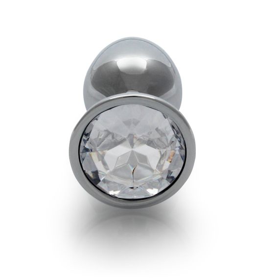 Металева анальна пробка Round Gem, розмір S, сріблясто-білий колір Ouch! (Нідерланди) Sex Aura | Зображення 1