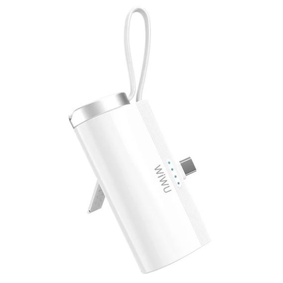 Портативний ЗП Power Bank WIWU W026 2 in 1 Type-C з БЗП For Apple Watch 15W 5000 mAh White | Зображення 1
