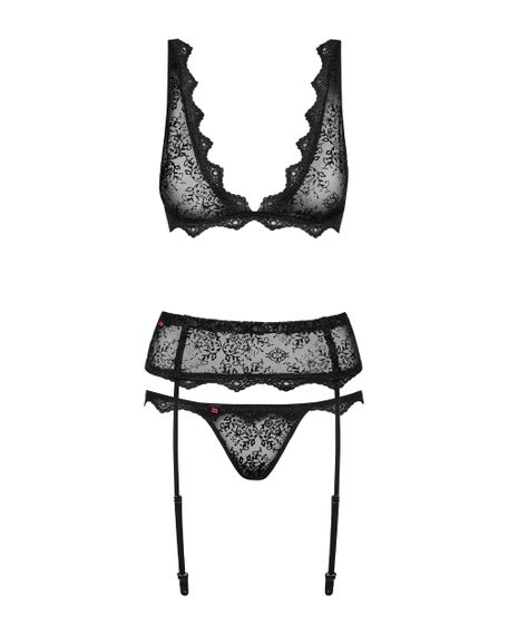 Комплект с поясом для чулок Obsessive Emperita set Черный L/XL | Зображення 3