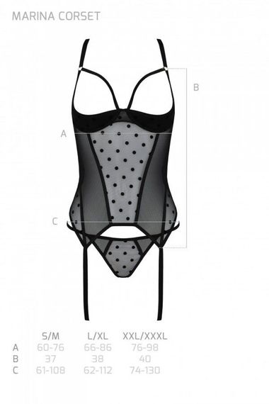 Корсет Passion MARINA CORSET, S/M, black, з відкритими чашками | Зображення 4