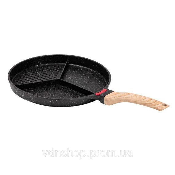 Сковорода гриль Ø 25 см на три секции с антипригарным покрытием круглая черная HP39575B | Зображення 1