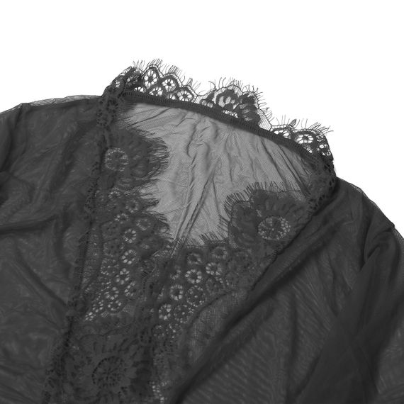 Халат напівпрозорий Star Night з поясом і мереживом, чорний, M-L sexstyle | Зображення 5