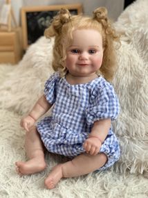 Коллекционная Силиконовая Кукла Реборн Reborn Анатомическая Девочка Пупс с Волосами Лола (Виниловая Кукла) 50 см