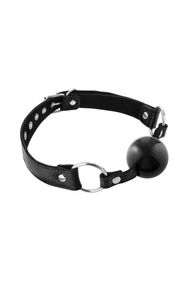 Кляп Fetish Tentation Premium Leather gag with silicone ball Черный One Size
