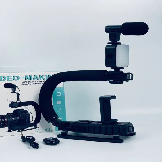 Ручка стабілізатор AY-49U для відеокамер фотоапаратів Uподібний кронштейн для телефону з спалахом мікрофоном | Зображення 6