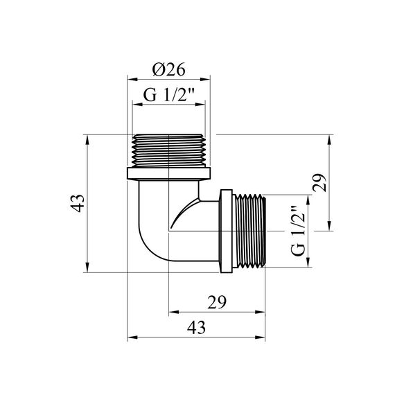 Угольник усиленный LexLine 1/2" ЗЗ латунный УК0113-В | Зображення 1