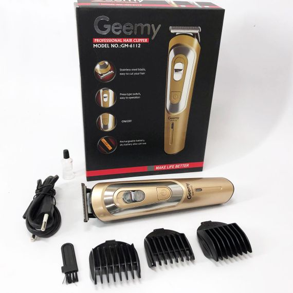 Бездротова машинка для стрижки волосся GEMEI GM-6112 акумуляторна. Колір: золотий | Зображення 8