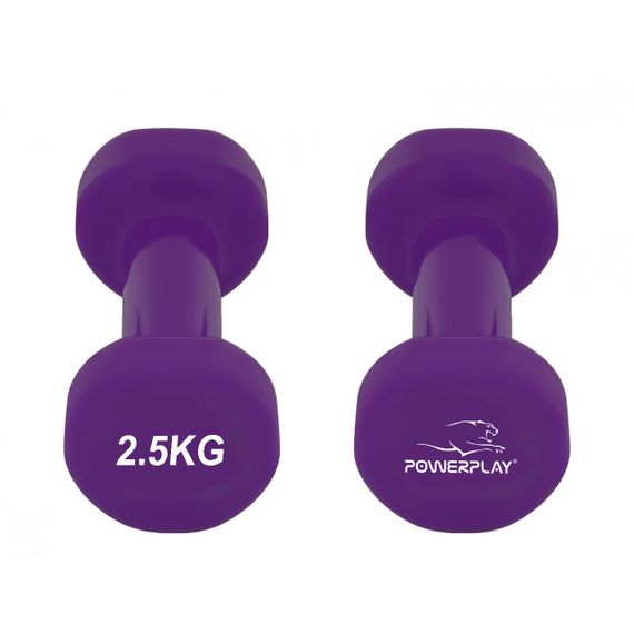 Гантелі вінілові PowerPlay 4125 Achilles 2*2.5 кг. Фіолетові (пара - 2шт.) | Зображення 1