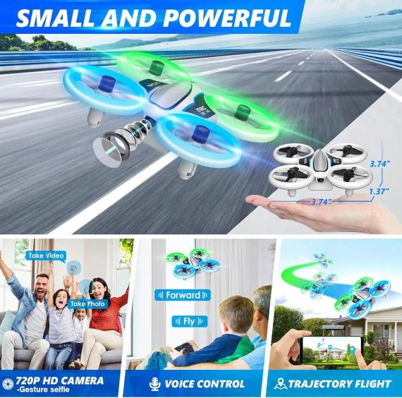 Міні-дрон з камерою 720P HD M2C — квадрокоптер з підсвіткою, 3D-фліпами та 3 акумуляторами | Зображення 2