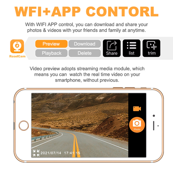 Автомобильный видеорегистратор для Android магнитол Wi-Fi Terra HD-X6, FHD (1920×1080P) | Зображення 9