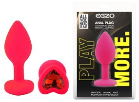 Силіконова анальна пробка EGZO - Silicone Pink Heart Plug Red, size S Sex Aura