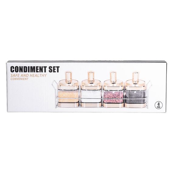 Набір банок для сипучих продуктів 4 штуки 350 мл скляні на підставці HP-1340 | Зображення 7