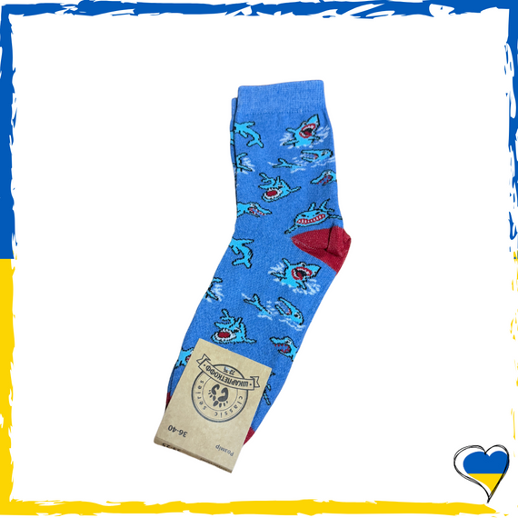 Шкарпетки жіночі / підліткові принт Акула. Шкарпетки з приколами. Носки принт 36-40