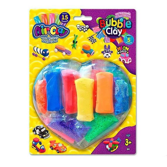 Креативна творчість із пластиліну "Air Clay+Bubble Clay" ARBB-03-02 блістер 15 брикетів
